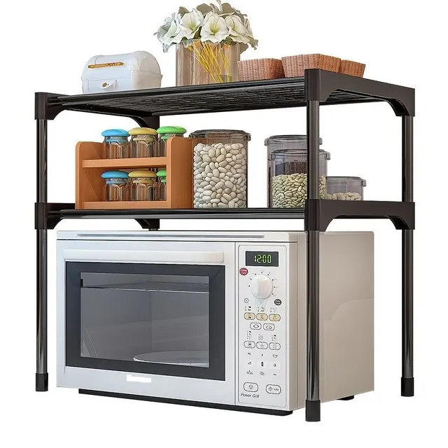 Microwave Stand with shelves organizer, 2 floors, stainless steel network shelf on kitchen counter