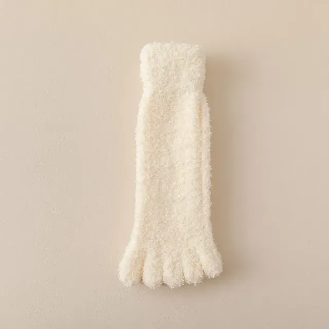 Women's winter socks made of coral fleece with separate fingers at home