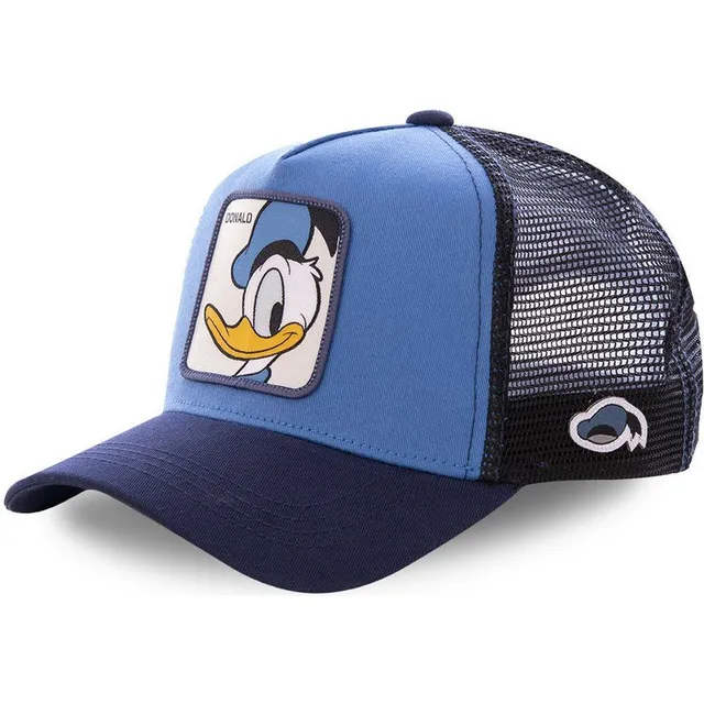Fashionable unisex baseball cap with animated heroes patch DONALD BLUE