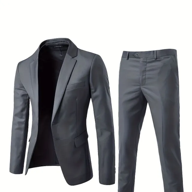 Men's two-piece suit single-row, elegant and casual, ideal for business meetings