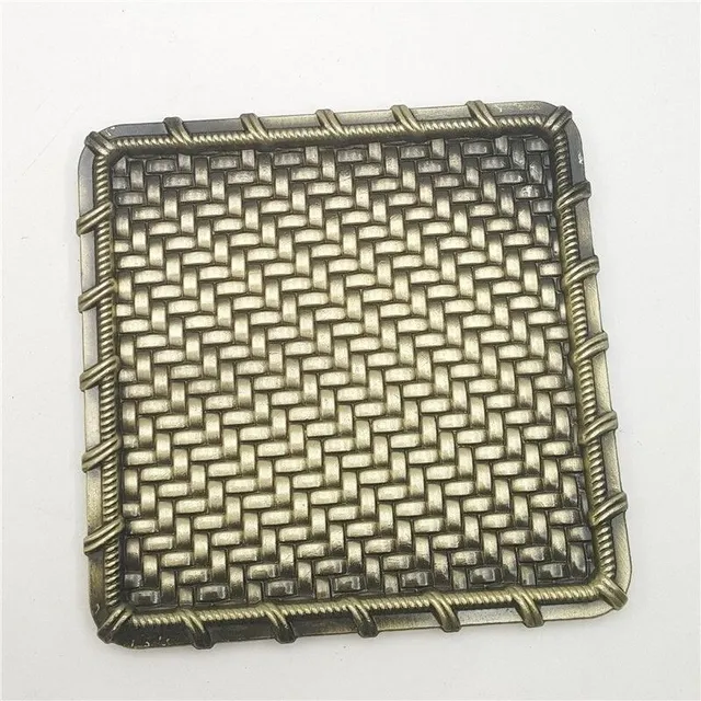 Copper coaster with knitted pattern