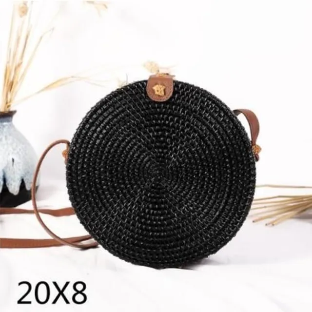 Rattan round handbag