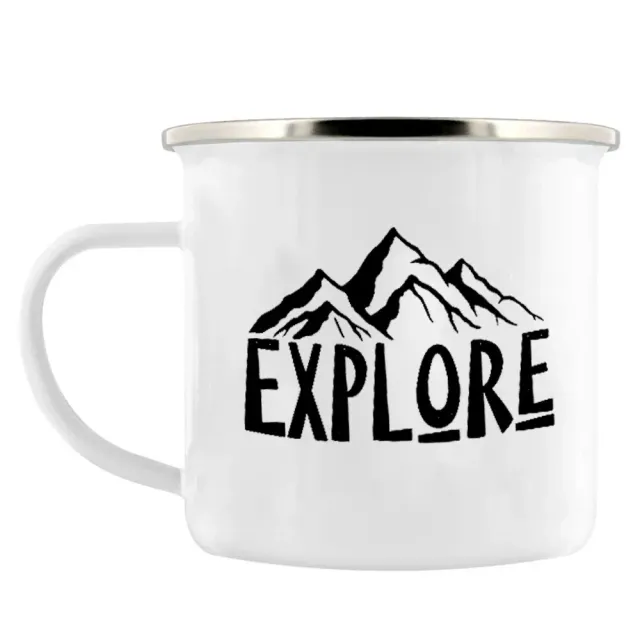 Adventure enamel mug for camping as a gift