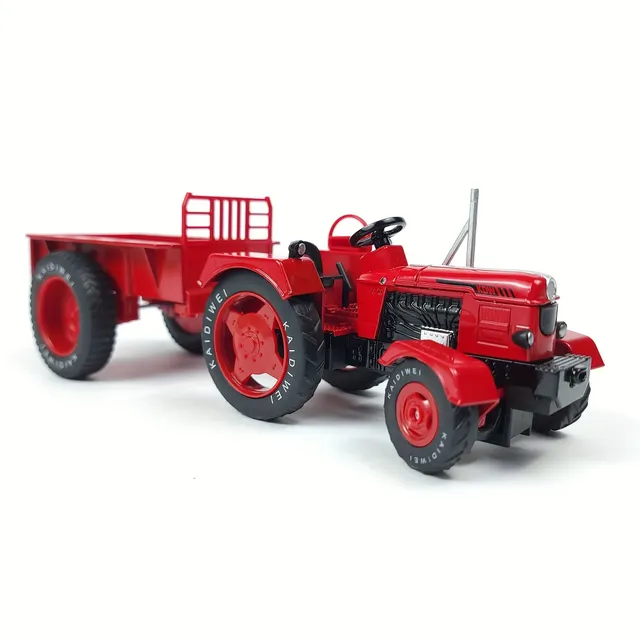 Tractor retro cu remorcă 1:18 - model metalic