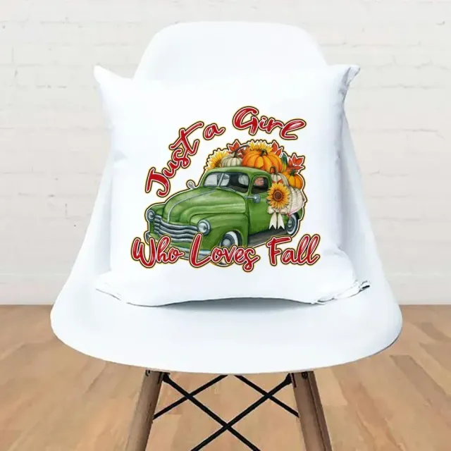 White pillowcase with printing car for home and party decorations for Thanksgiving