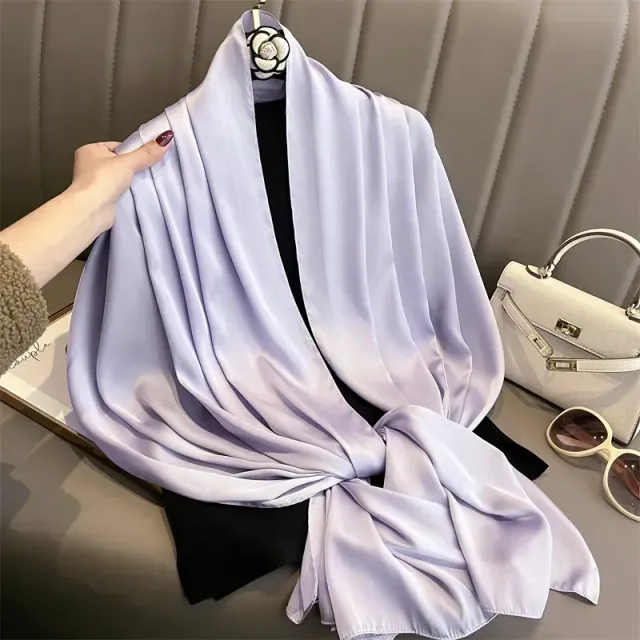 Fashionable satin scarf with a size of 90x180 cm for women