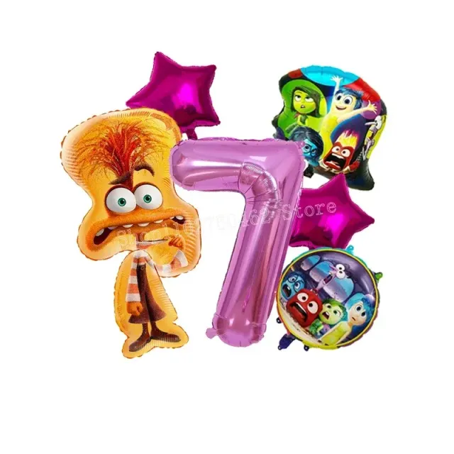 Ensemble de ballons d'anniversaire en aluminium avec numéro - personnages du film Vice-Versa 2