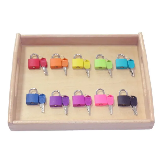 Set of educational Montessori colourful locks