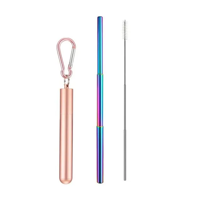 Stainless steel foldable straw with sleeve