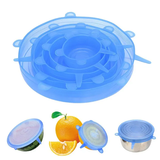 Silicone customized lids - 6 pieces, repeatedly applicable, for storing food in bowls