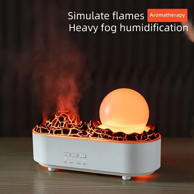 White crystal humidifier with simulated flame effect