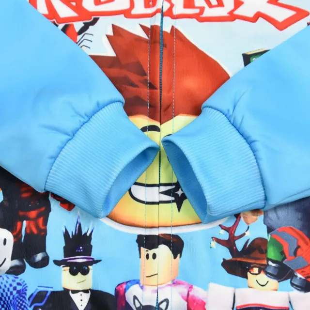 Baby color hoodie with hood and zipper in the design of popular characters from the world of Roblox games