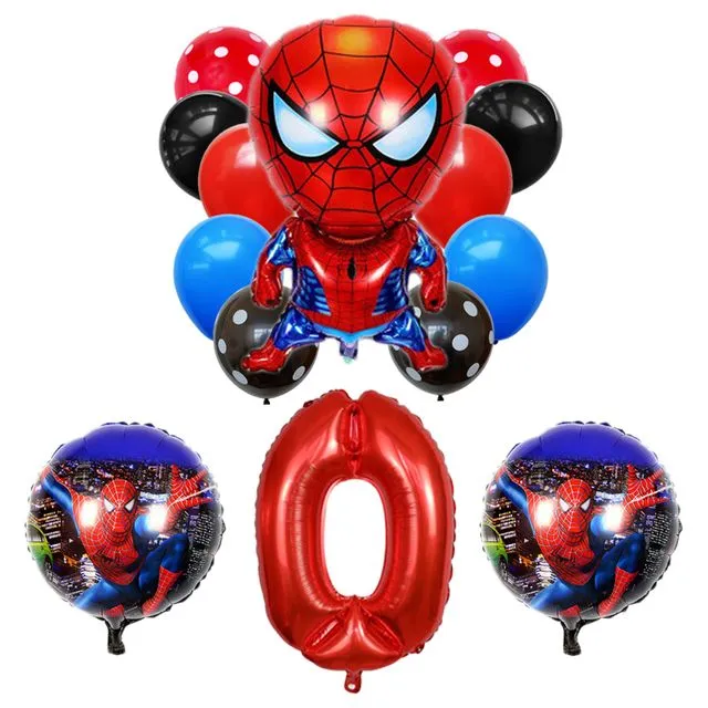Set de baloane gonflabile cu numărul și super-erou Spiderman 14 buc O