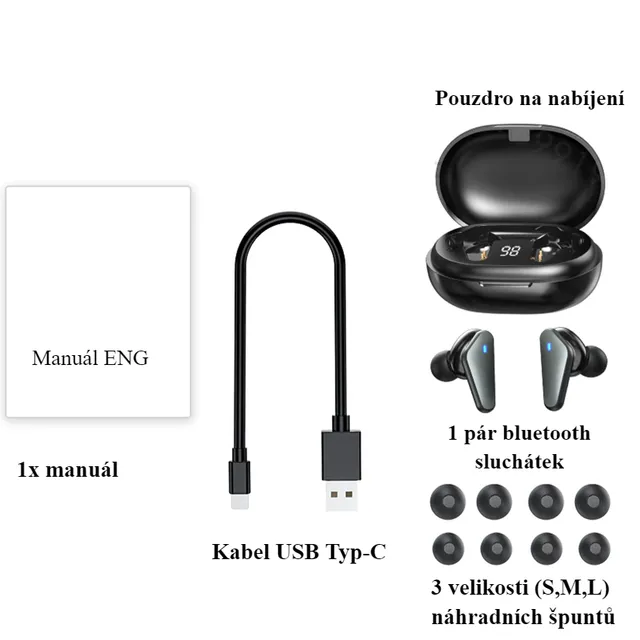 Elegant 9D wireless headphones with rechargeable case