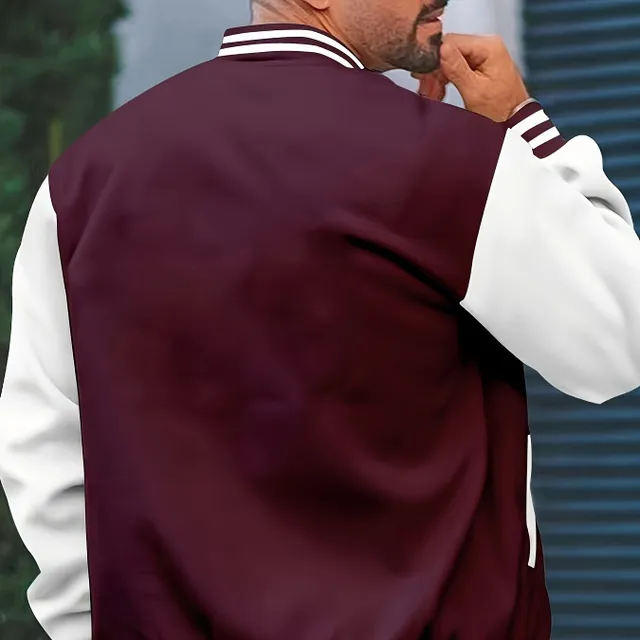 Men's casual baseball jacket with buttons and stylish collar