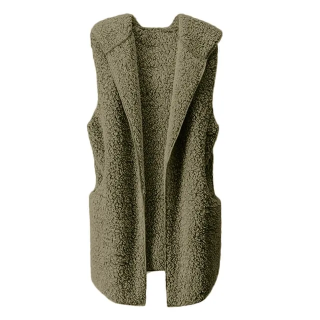 Stylish ladies' warm long vest Lisa army-green m