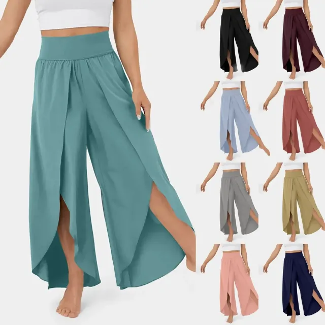 Pantaloni pentru femei cu picior larg, cu croială și talie înaltă pentru stilul de vară