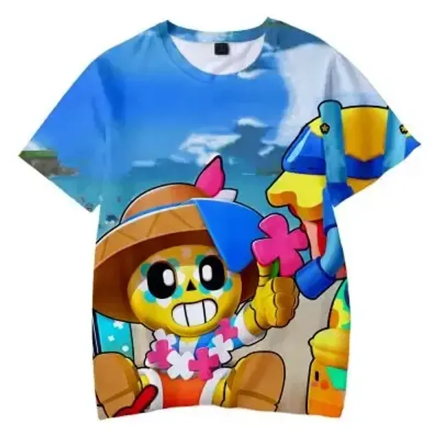 Kids short sleeve shirt with prints of popular Brawl Stars characters