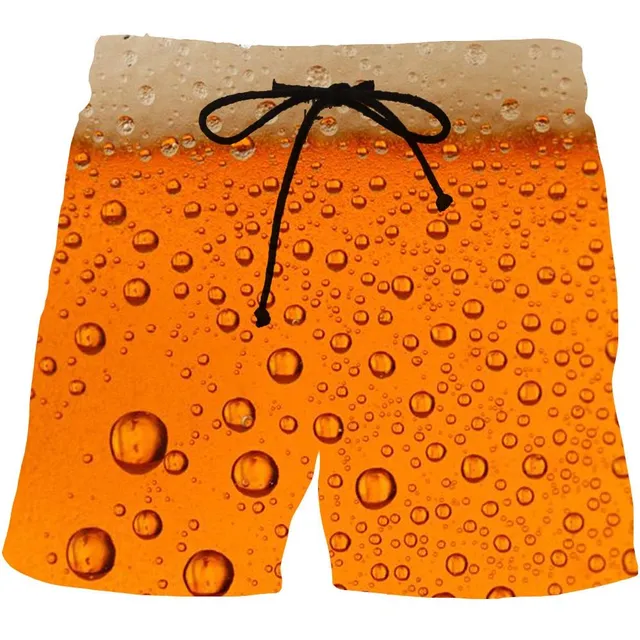 Pantaloni scurți cu imprimeu 3D original pentru iubitorii de licoare auriu