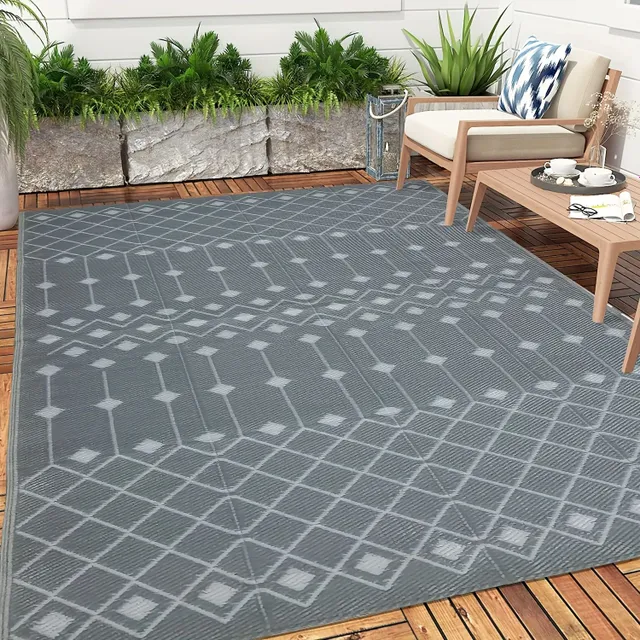 Outdoor double-sided plastic carpet - Water and UV resistant, Ideal for patio, balcony, garden, camping and caravan