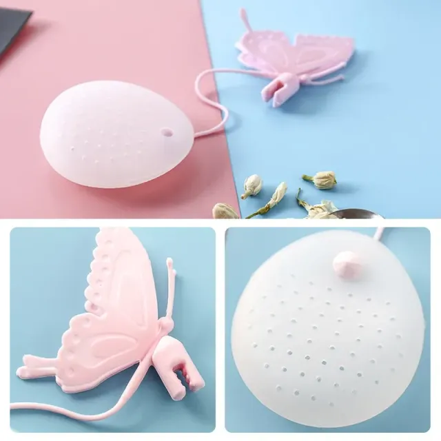 Practical silicone butterfly-shaped tea sieve - more color variants