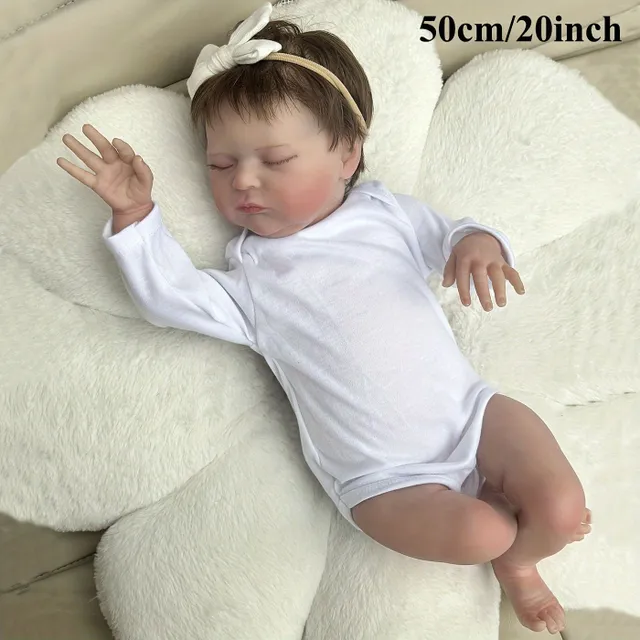 Spiaca silikónová Laura - Reborn Baby, 50cm, Realistická koža