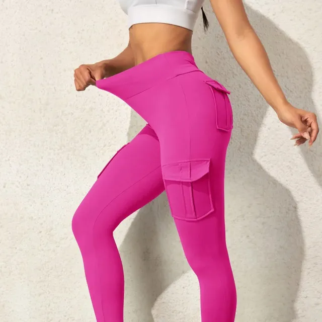 Pantaloni elastici pentru femei, fashion, cu patru buzunare pentru exerciții, alergare sau yoga