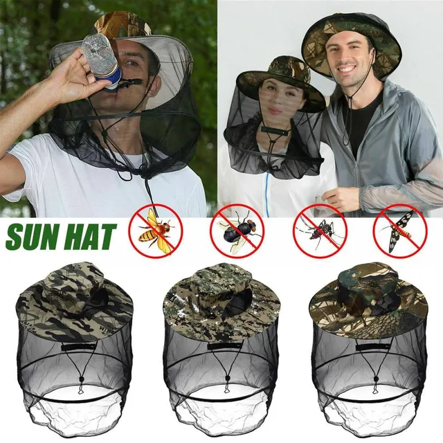 Składana czapka outdoorowa unisex z siatką przeciw owadom - 3 kolory