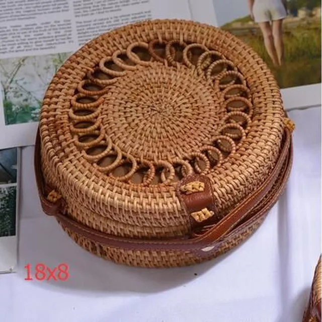 Rattan round handbag