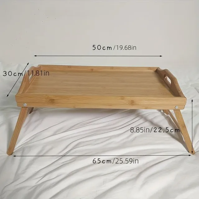 1pc, Bamboo tray for bed Table with folding legs