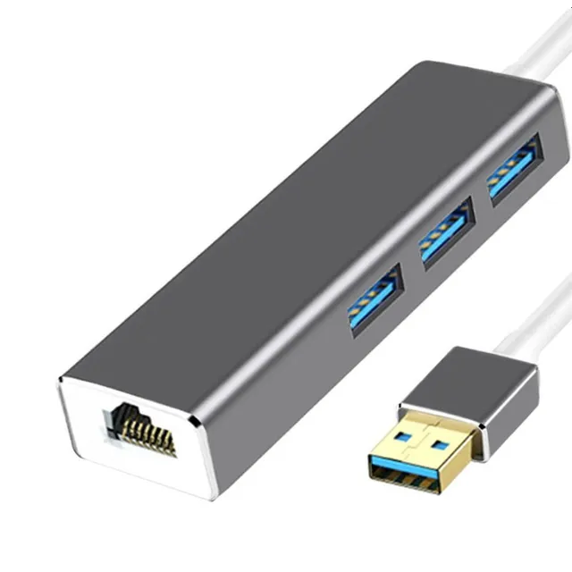 Adapter USB RJ45 + 3 porty HUB