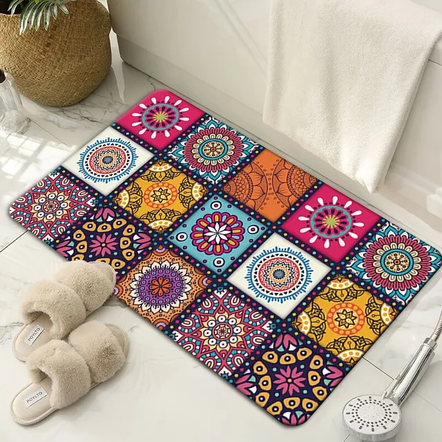 Moroccan ethno carpet for floor | Non-slip modern kitchen mat