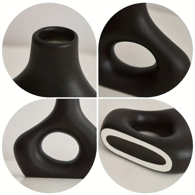 Ceramic vases, 2 pcs, abstract shapes, minimalist style, Nordic design, decorative, modern art
