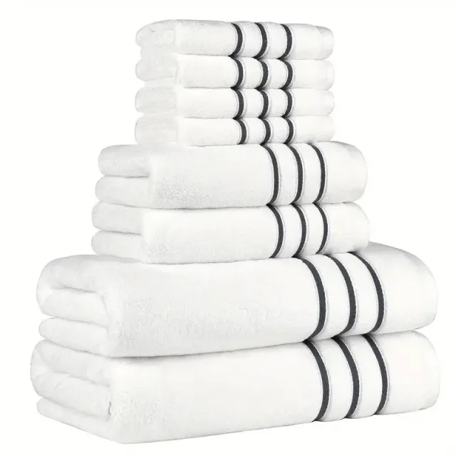 8pcs Soft Cotton Towel Set, Soft And Fluffy Towels Do Bathroom, 2 Bathroom Towels 28" X 55", 2 Towels On Hands 13" X 29" A 4 Towels On Face 13" X 13"