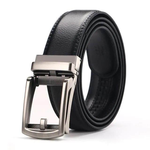 Men's adjustable buckle mechanism Leather belt