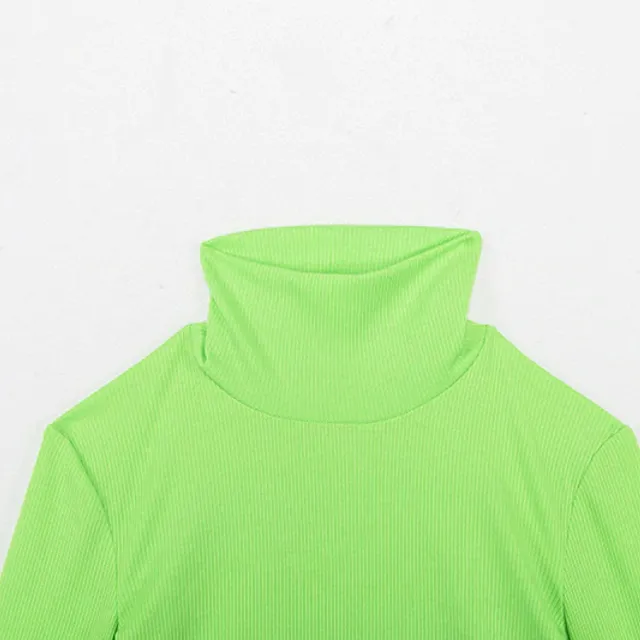 Women's neon fashion turtleneck with long sleeves