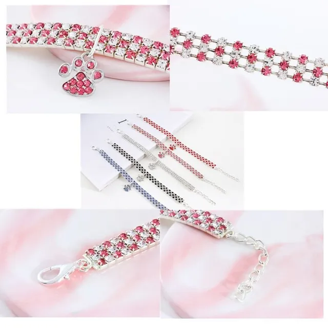 Beautiful crystal collar for cats with paw-shaped pendant