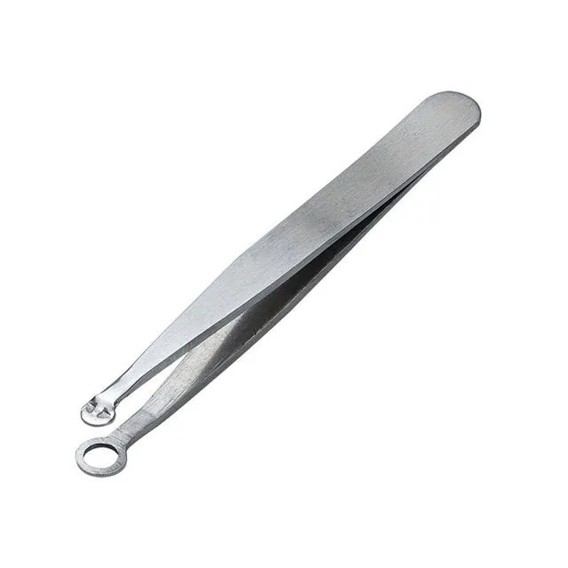 Practical stainless steel tweezers for picking hair with hole for precise work
