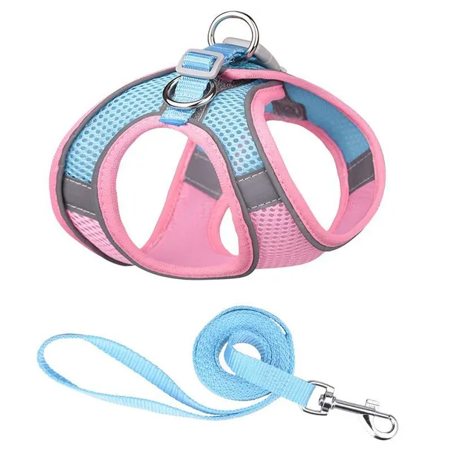 Reflective dog harness with leash - Adjustable vest, breathable collars for small and large dogs.