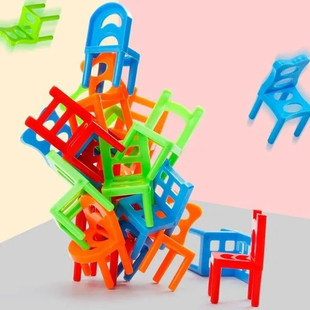 Balance chair Children's game Mini falling chair 18 pcs