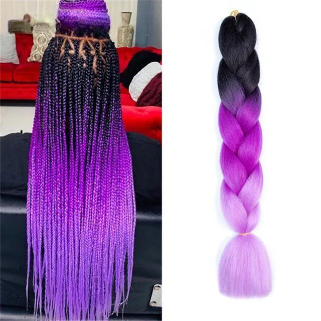 Multicoloured kanekalon hair in braids - multiple colours