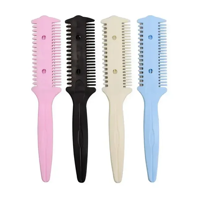 Hairdressing comb with razor and scissors for cutting bangs