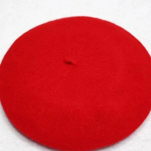 Damski beret z wełny cervena
