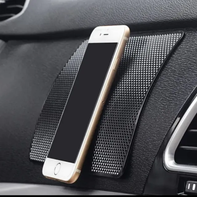 Proslip mat for car with telephone holder and glasses
