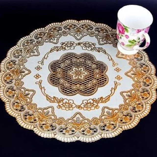 Lace setting with gold ornaments