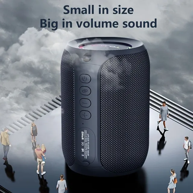 Transferable wireless speaker with subwoofer, 12 hours per charge, stereo sound, possibility to connect 2 speakers, 3000mAh battery