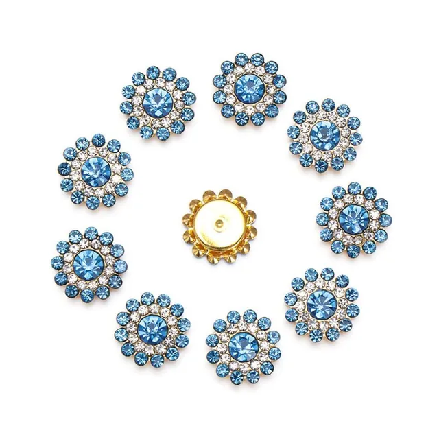 Crystal buttons in flower shape - set 10 pcs