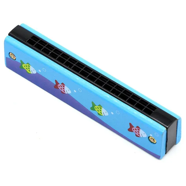 Children's wooden blowing harmonica with cute motif