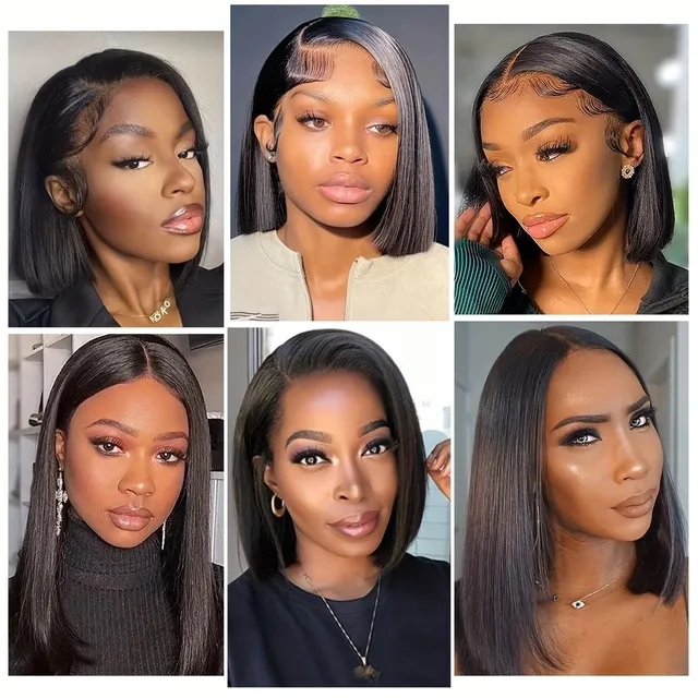 180% density 13*4 lace front Human hair Wig Straight Bob Wigs Human hair Straight Lace Front Wigs Human hair 13x4 Lace Front Wigs for women 180% Density Natural color Remy Brazilian human hair Bob wigs