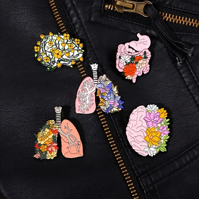 Květinové orgány anime smaltované spony - brože na klopě, odznaky, kreslené rostlinné šperky - dárek